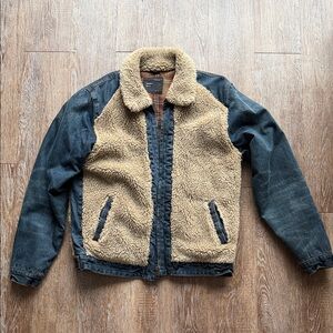 Zara Tan and Blue Sherpa Lined Jacket